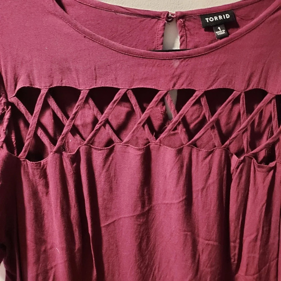 Torrid Burgundy/Purple Mini Challis Trapeze Dress in Size 1 - Picture 9 of 9